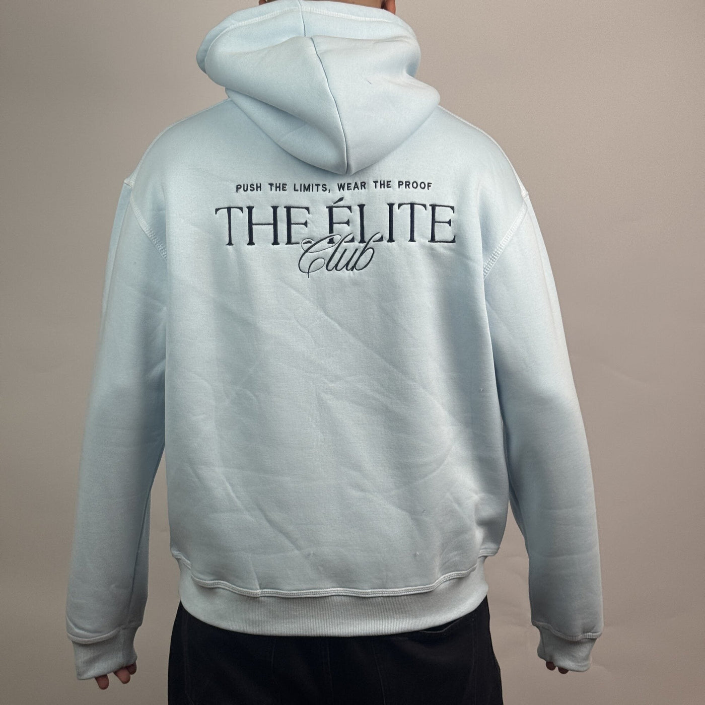 Elite Club Hoodie in Baby Blue — back view