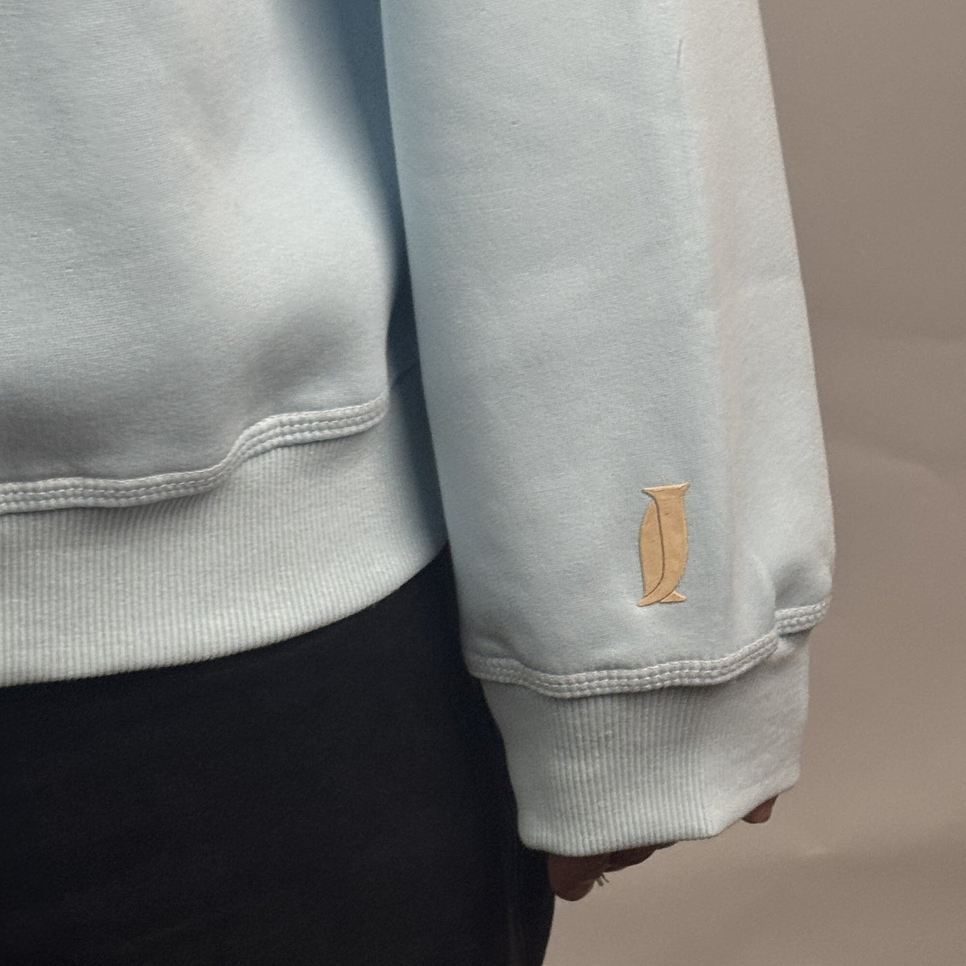 Elite Club Hoodie in Baby Blue — cuff detail