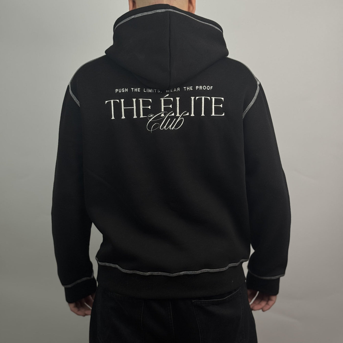 Elite Club Hoodie in Black — back view