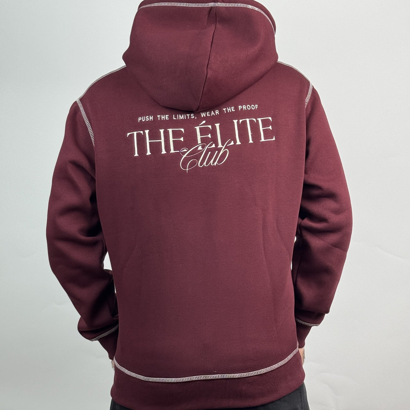 Elite Club Hoodie in Burgundy — back view
