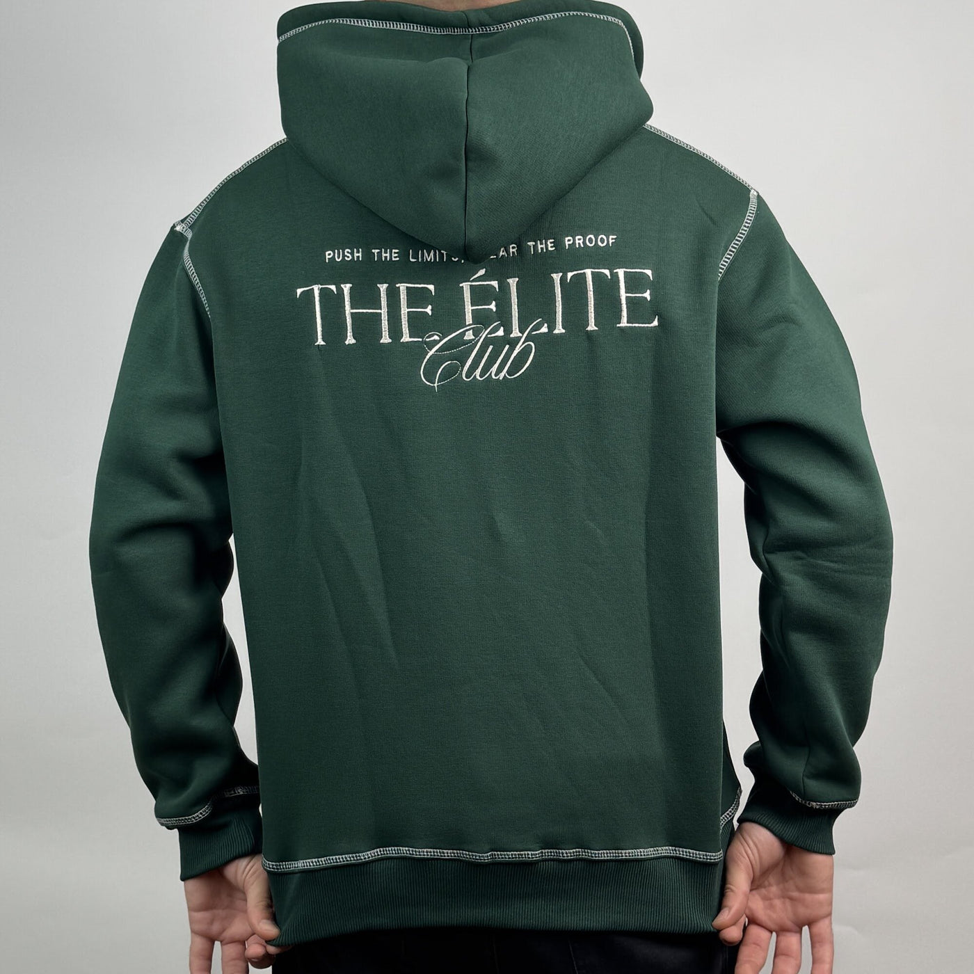 Elite Club Hoodie in Green — back view
