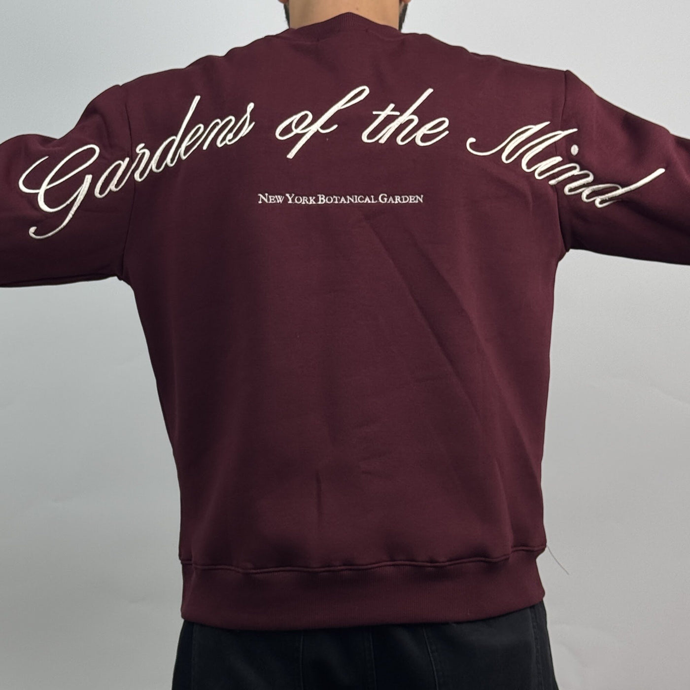 Garden of the Mind Crew in Burgundy — back view